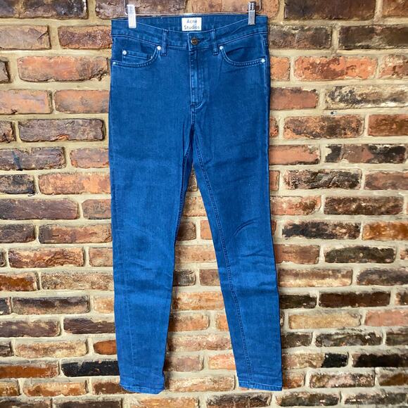 Acne Studios Dark Wash Blue Denim Skin 5 Emerald Skinny Jeans Women's Size 28 - Picture 1 of 7